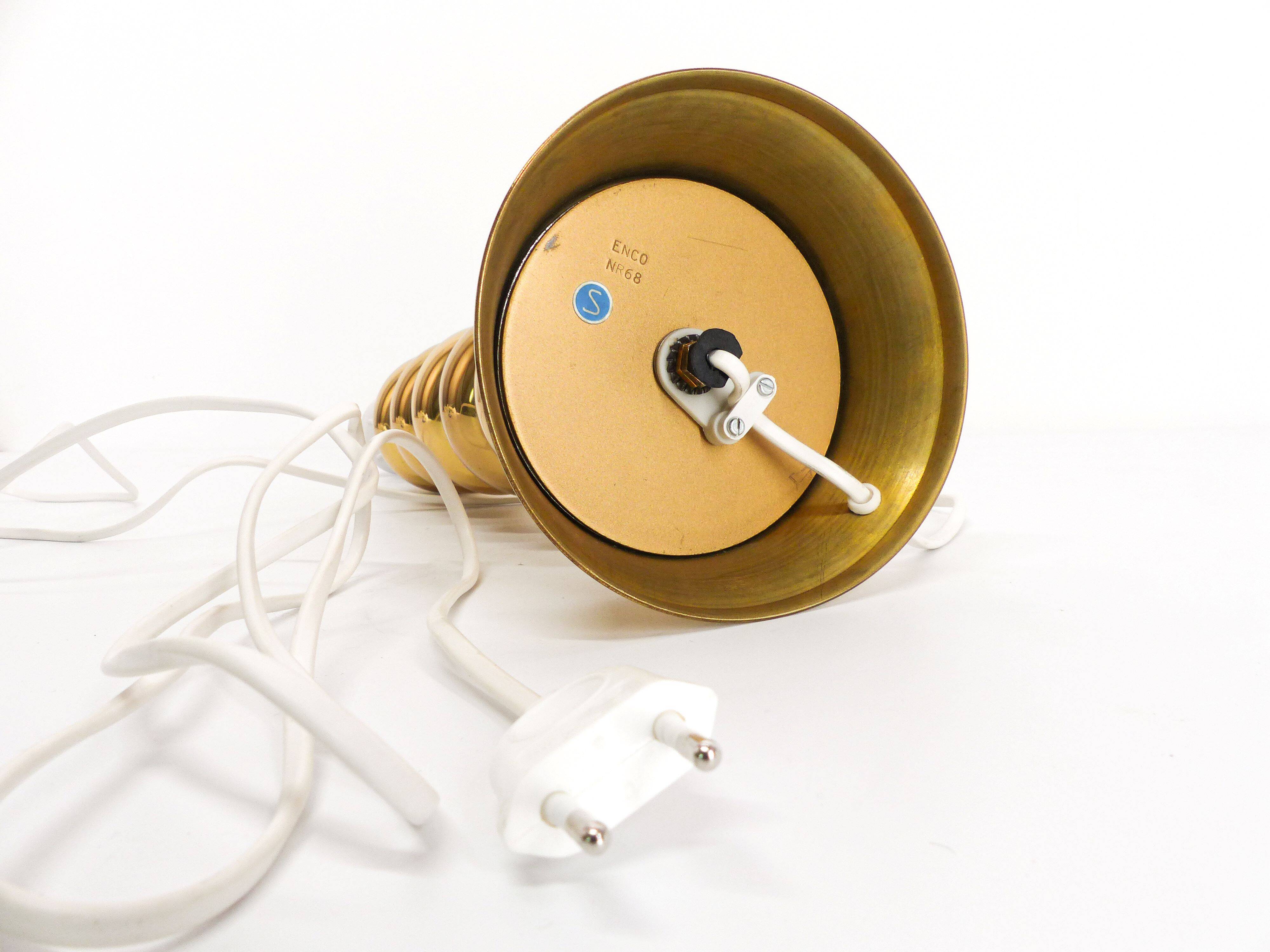 Scandinavian lamp base in gilded brass, ball model, Enco, circa 1960.