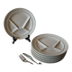 6 white Sarreguemines compartment plates