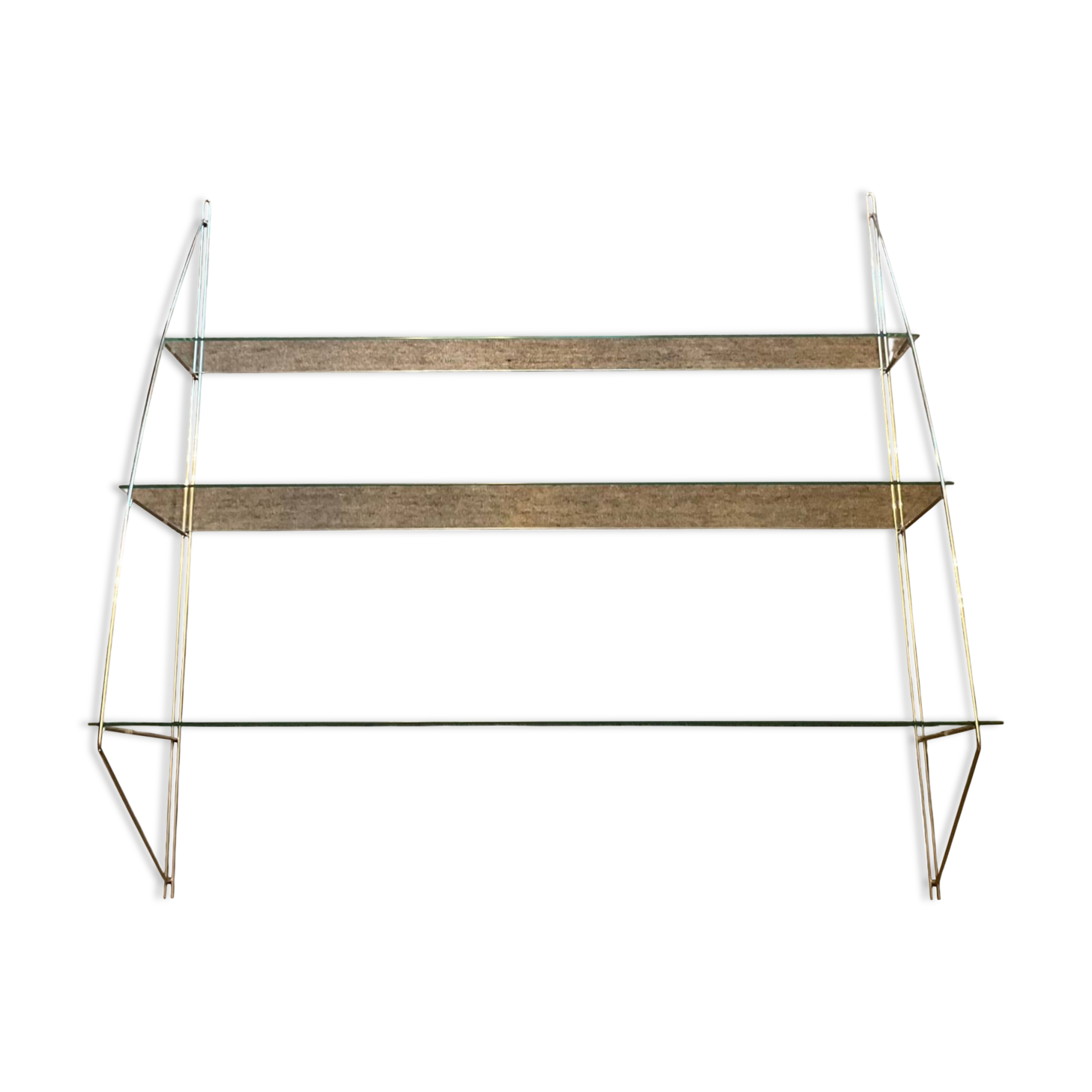 Half-moon design shelf in chromed metal and glass