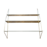 Half-moon design shelf in chromed metal and glass