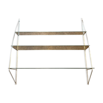 Étagère design demi lune en métal chromé et verre