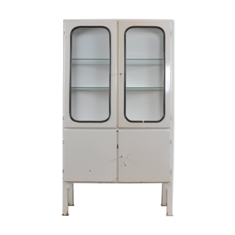 Vintage Glass And Iron Medical Cabinet, 1970s