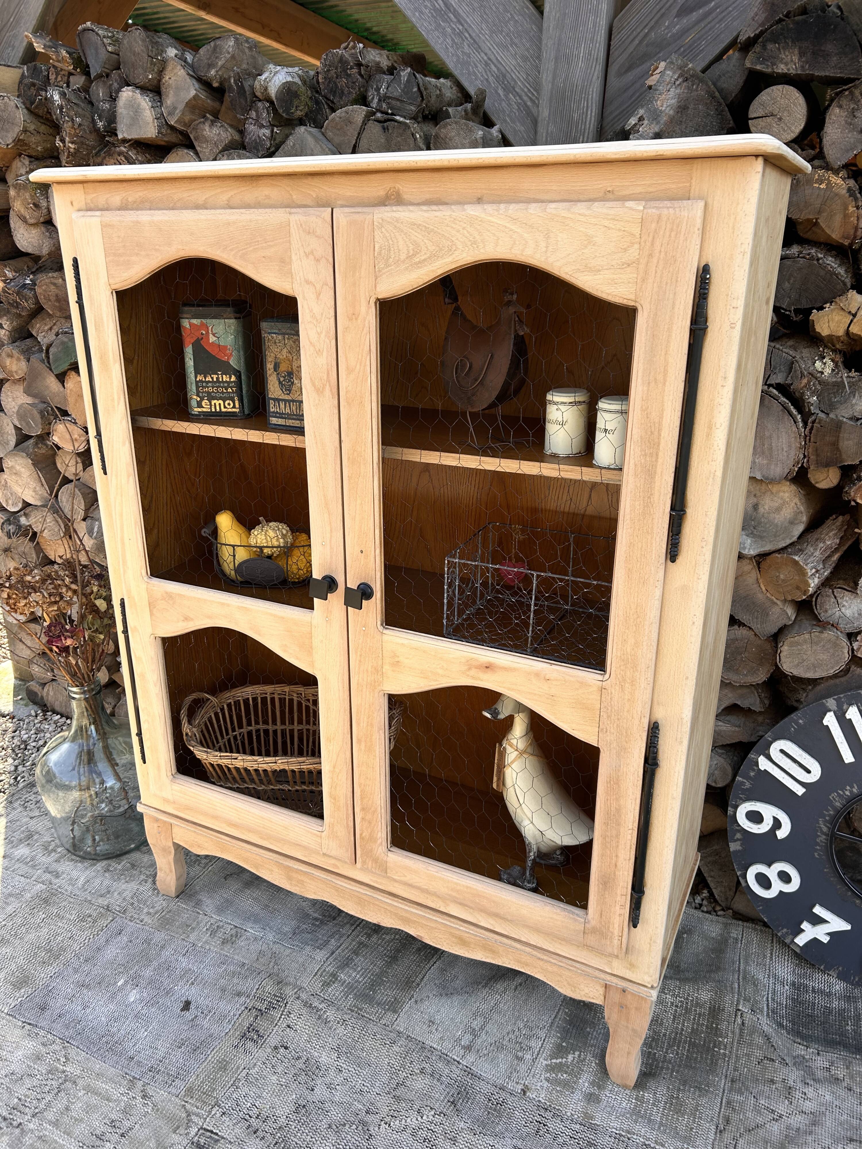 Refurbished solid wood display cabinet/sideboard
