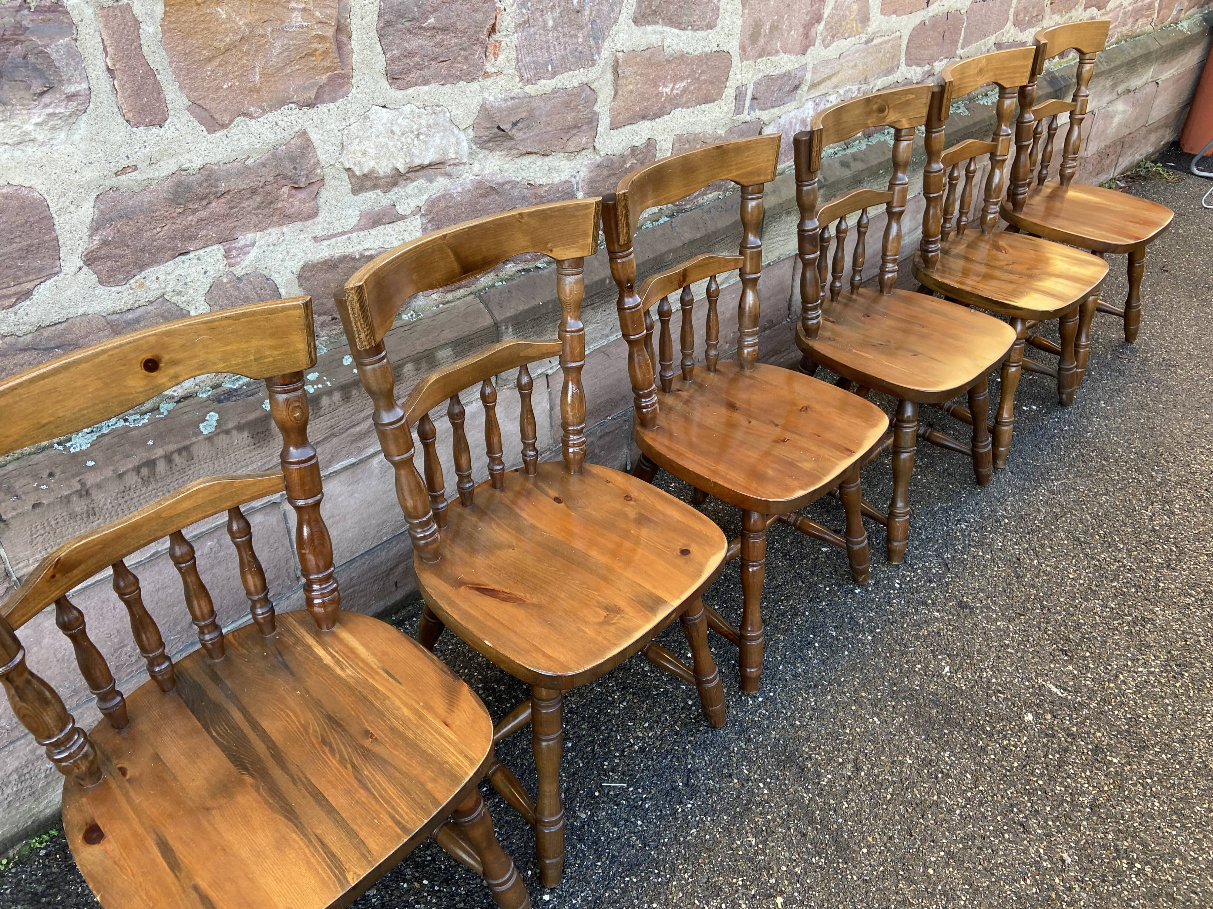 6 Windsor chairs restaurant Western style tavern vintage 1980s