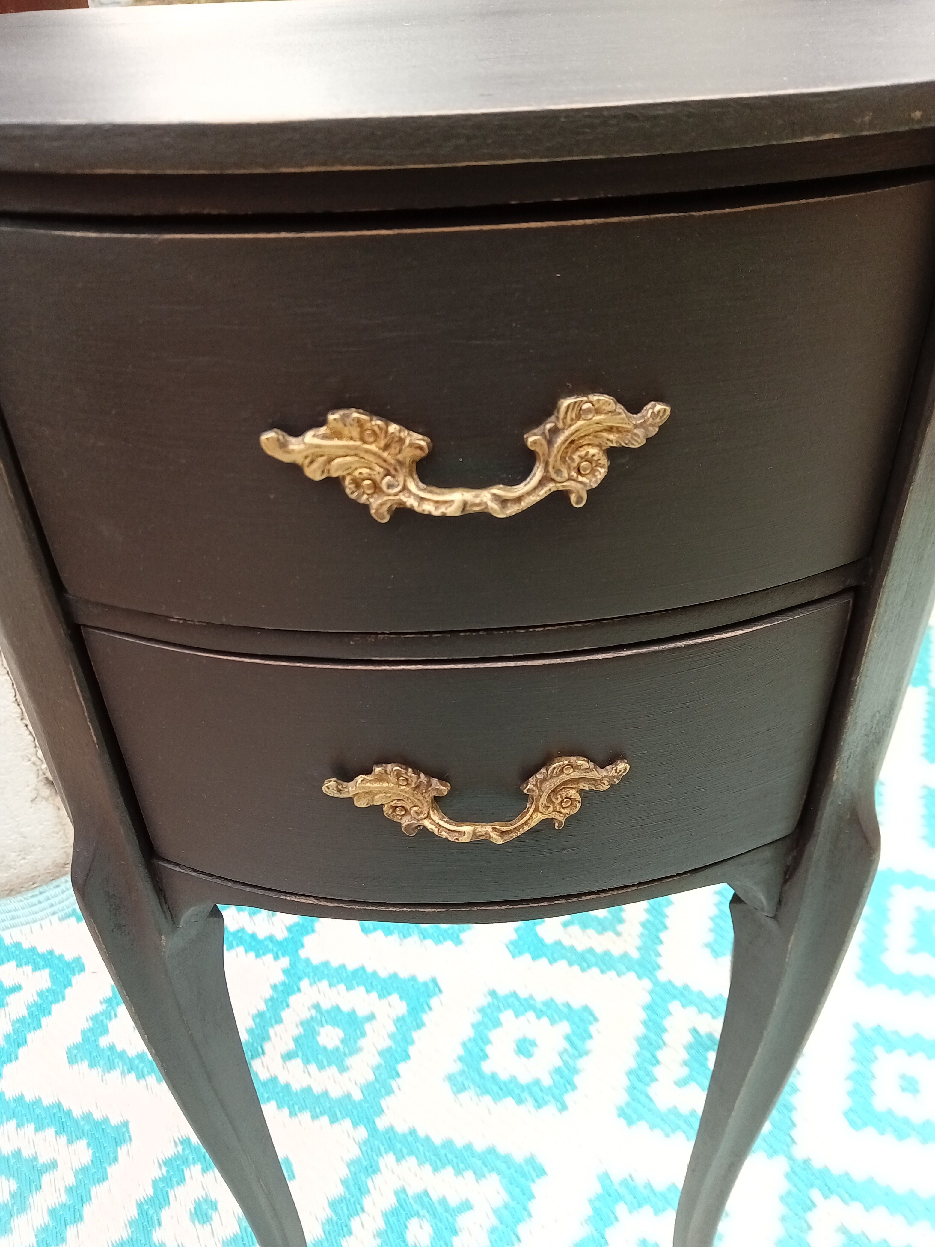Black patina bedside table