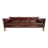 Canapé en cuir bordeaux suédois Arne Norell de style mid-century modern – années 1960
