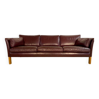 Mid-century modern Arne Norell Swedish burgundy leather sofa – 1960s