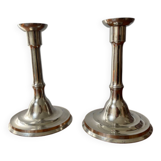 2 steel candle holders