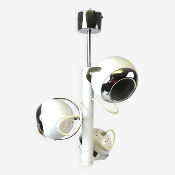 suspension blanche Eyeball Mid Century Suspension Italie 1960