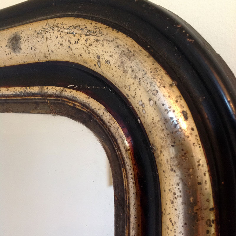 Miroir Louis-Philippe noir et doré - 73 X 52 cm