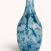 Brutalist Blue and White Reactive Art Glass Vase, Europe, 1970s