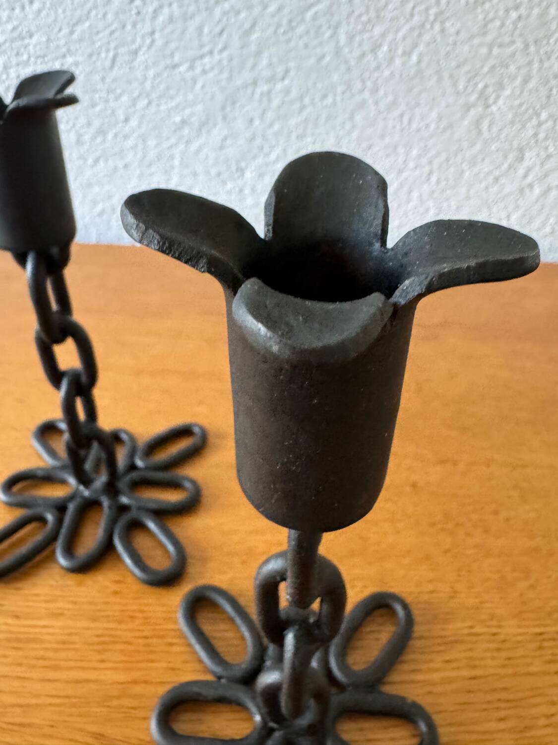 Brutalist wrought iron candlesticks from the 60s