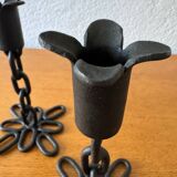 Brutalist wrought iron candlesticks from the 60s