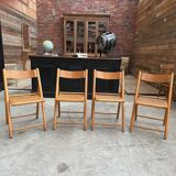 Set of 4 80'S caned folding chairs