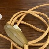 Wooden lamp, 2m fabric cable, fabric lampshade