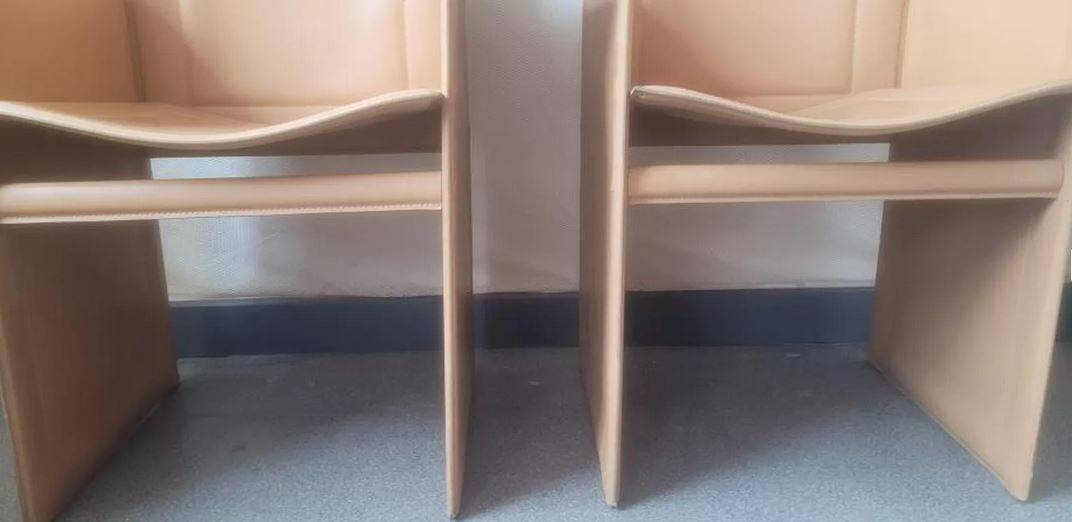 Pair of chairs with Italian design leather armrests