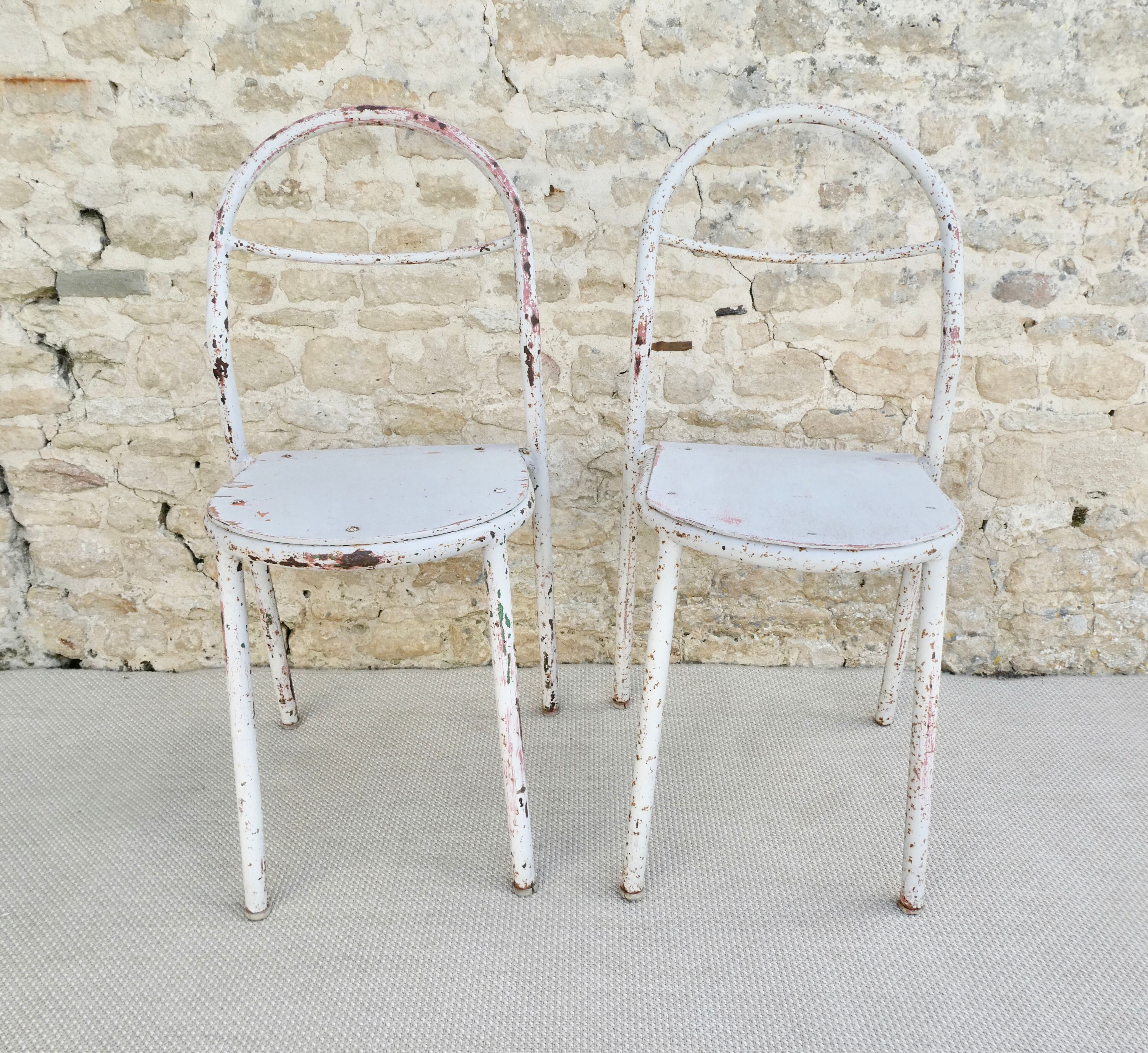 Pair of Mobilor chairs, in metal and wood