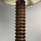 Midcentury brutalist chunky wood turned floor lamp, Charles Dudouyt style.