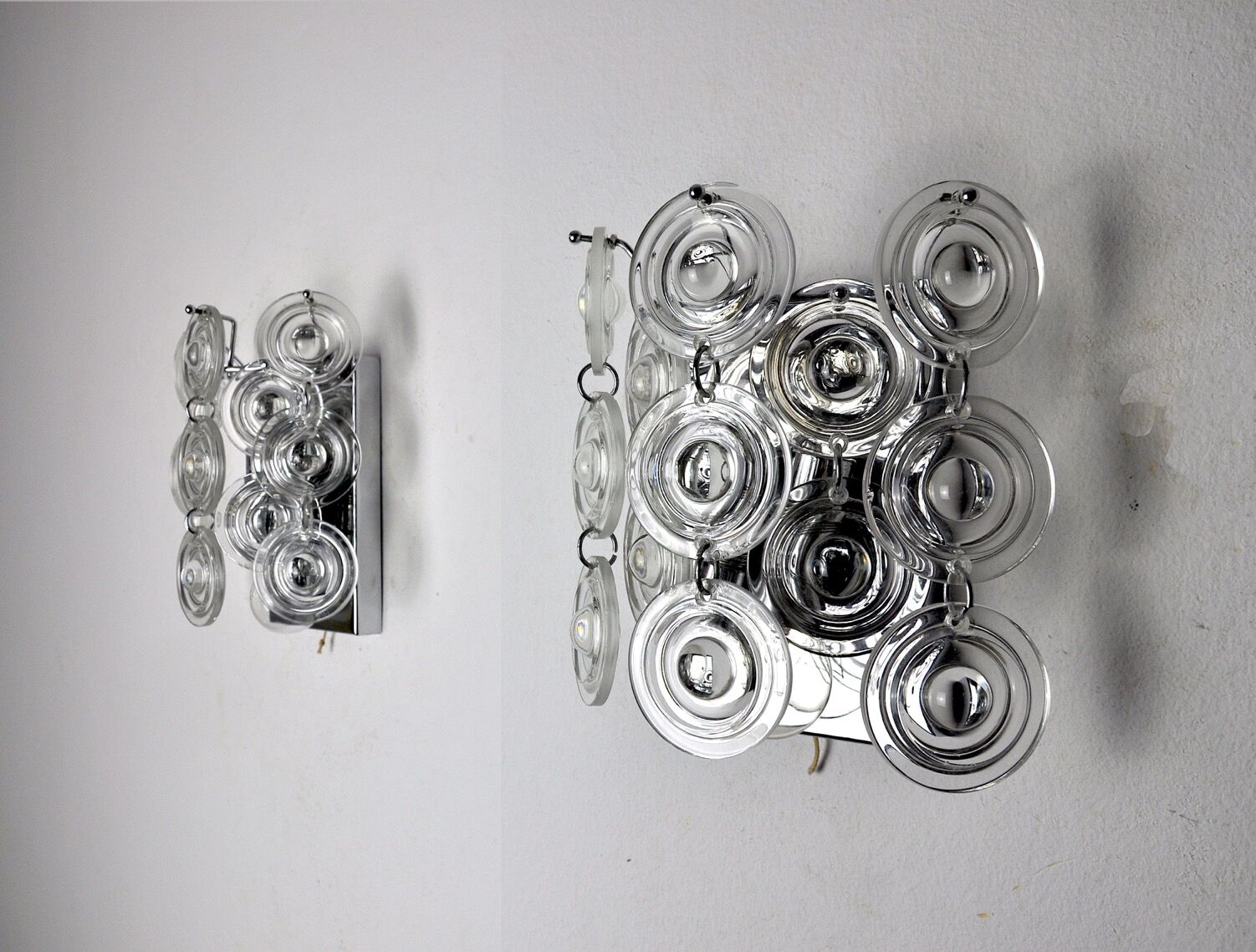 Pair of oscar torlasco wall lamps, murano glass, italy, 1970