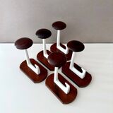 Set of 5 coat hooks, Midmodern wall coat hooks, retro style