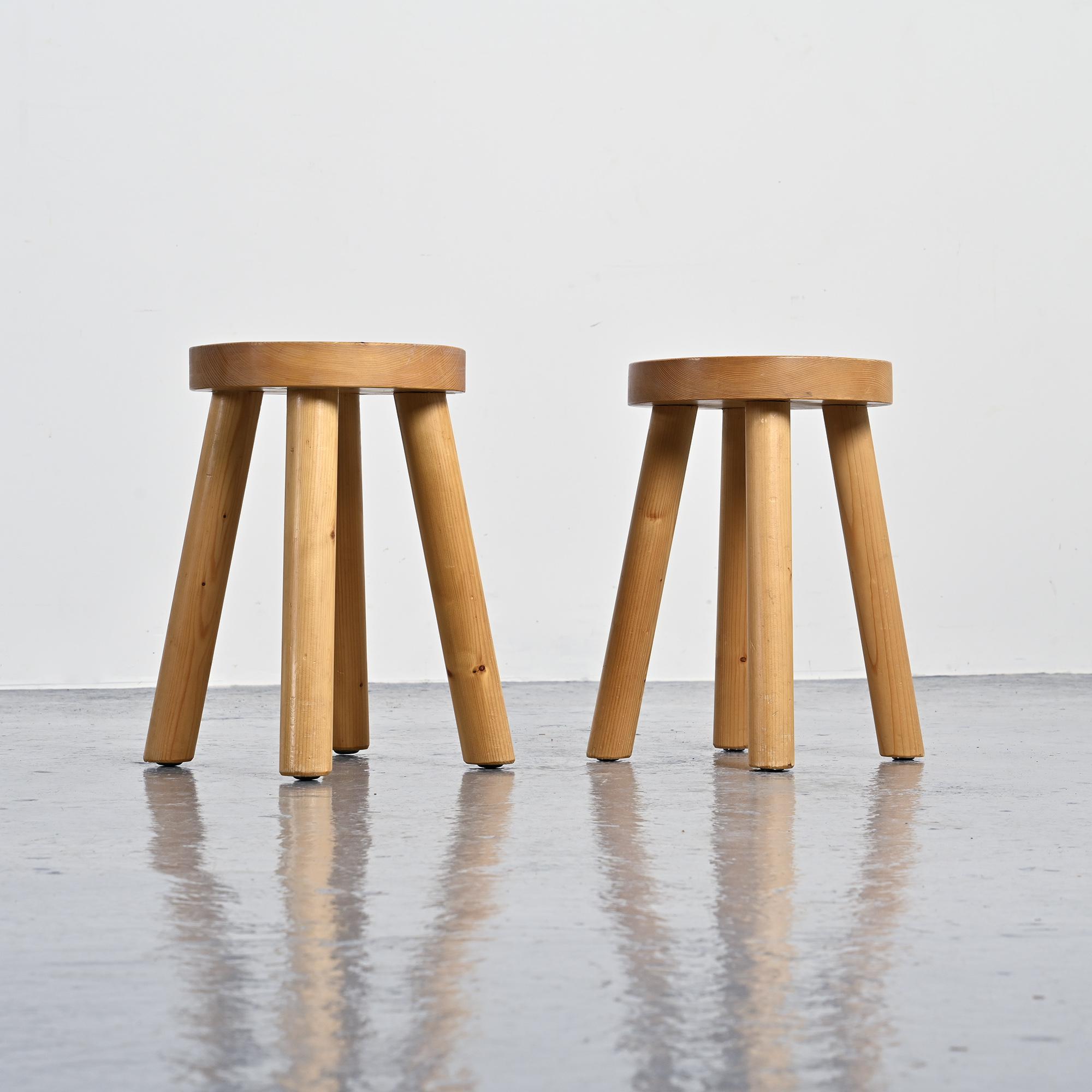 Paire de tabourets par René Martin, Méribel, circa 1965