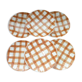 Set of 6 flat plates Badonviller Decoration yellow tiles