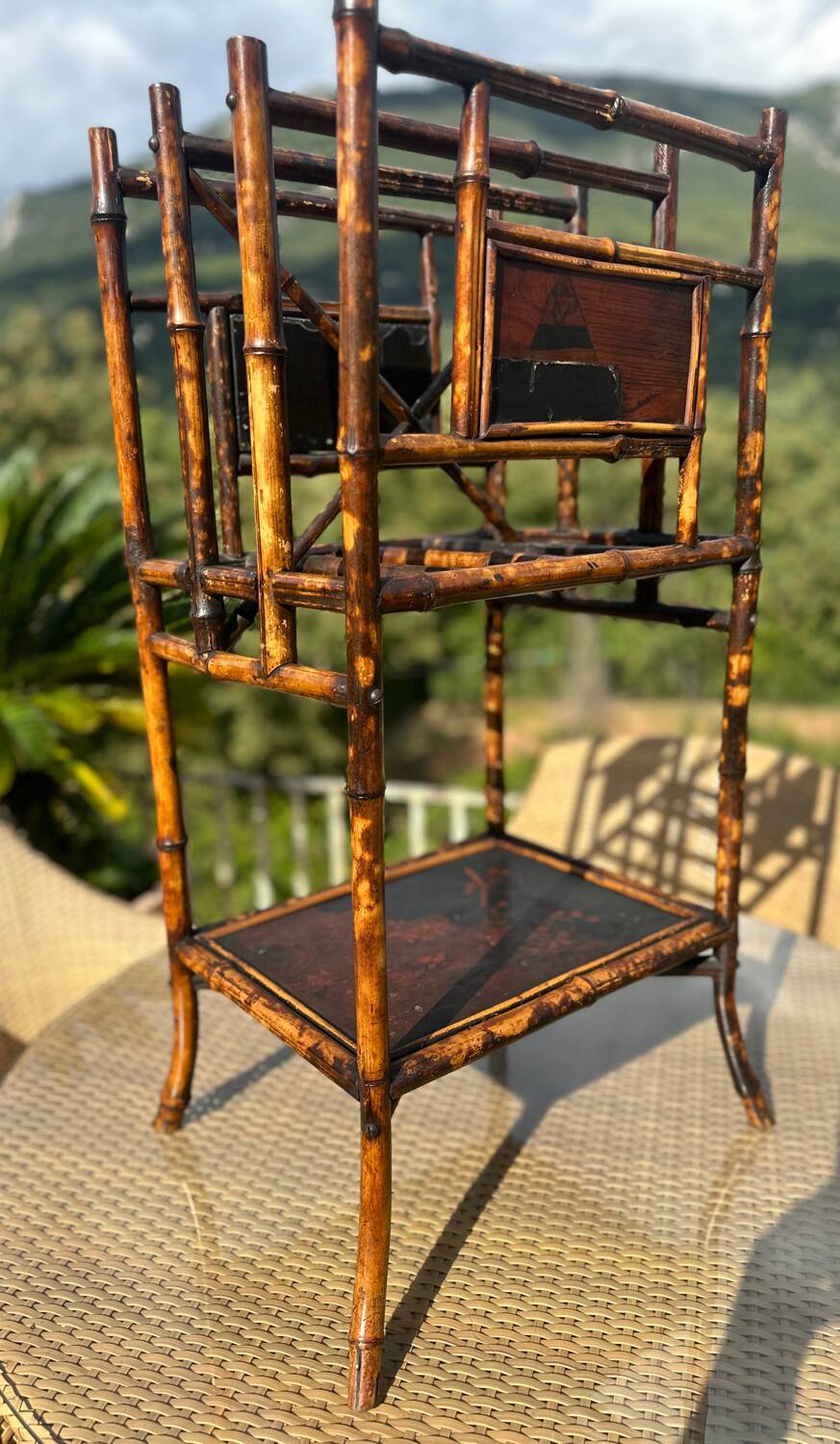 Natural Bamboo Magazine Racks, Stained, 19th Century Period