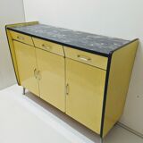 Buffet en enfilade vintage en formica jaune