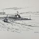 André Duculty (1912-1990) India ink on paper "Beachside" Signed lower right