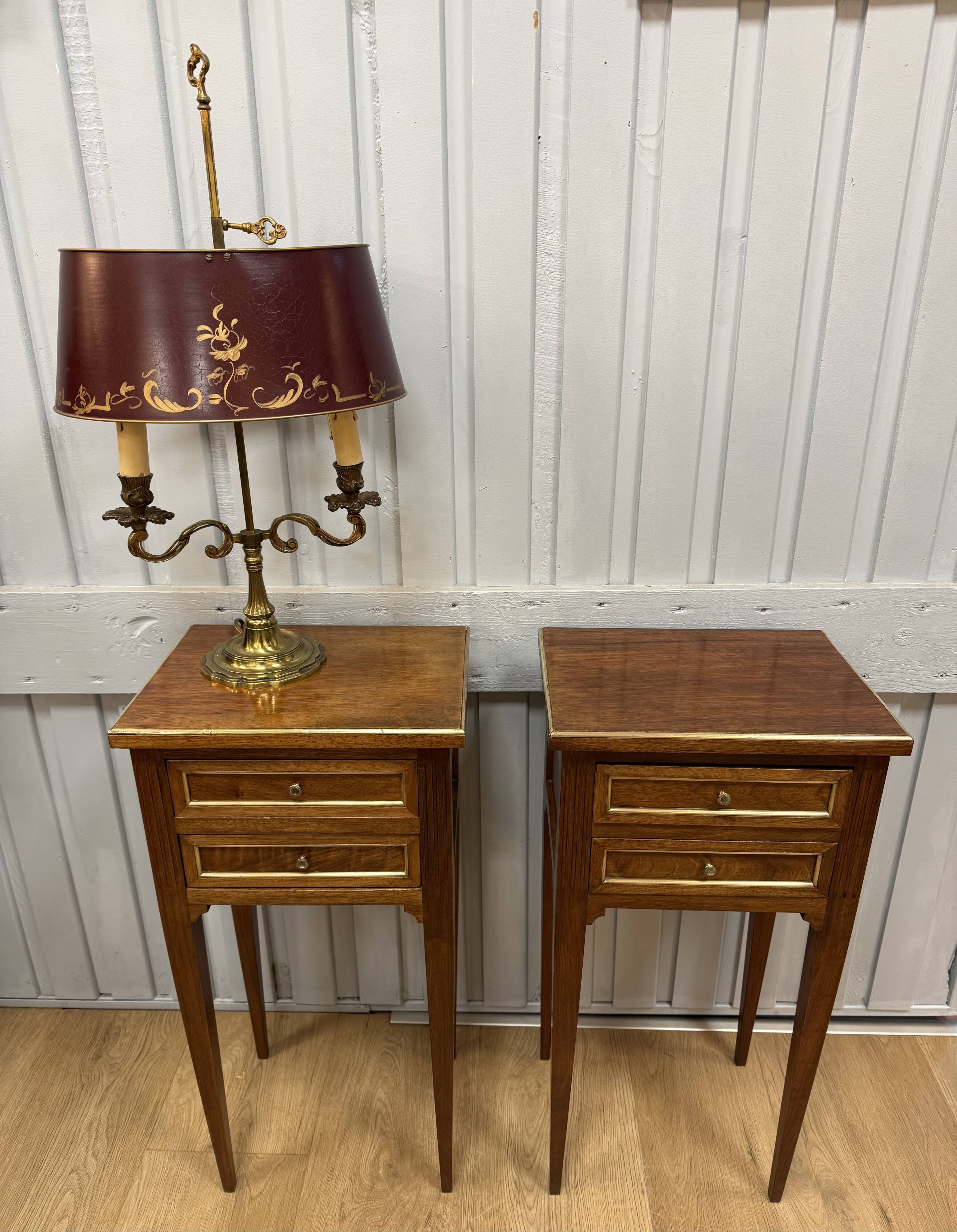 Pair of walnut bedside tables