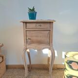 Louis XV style bedside side table in light wood