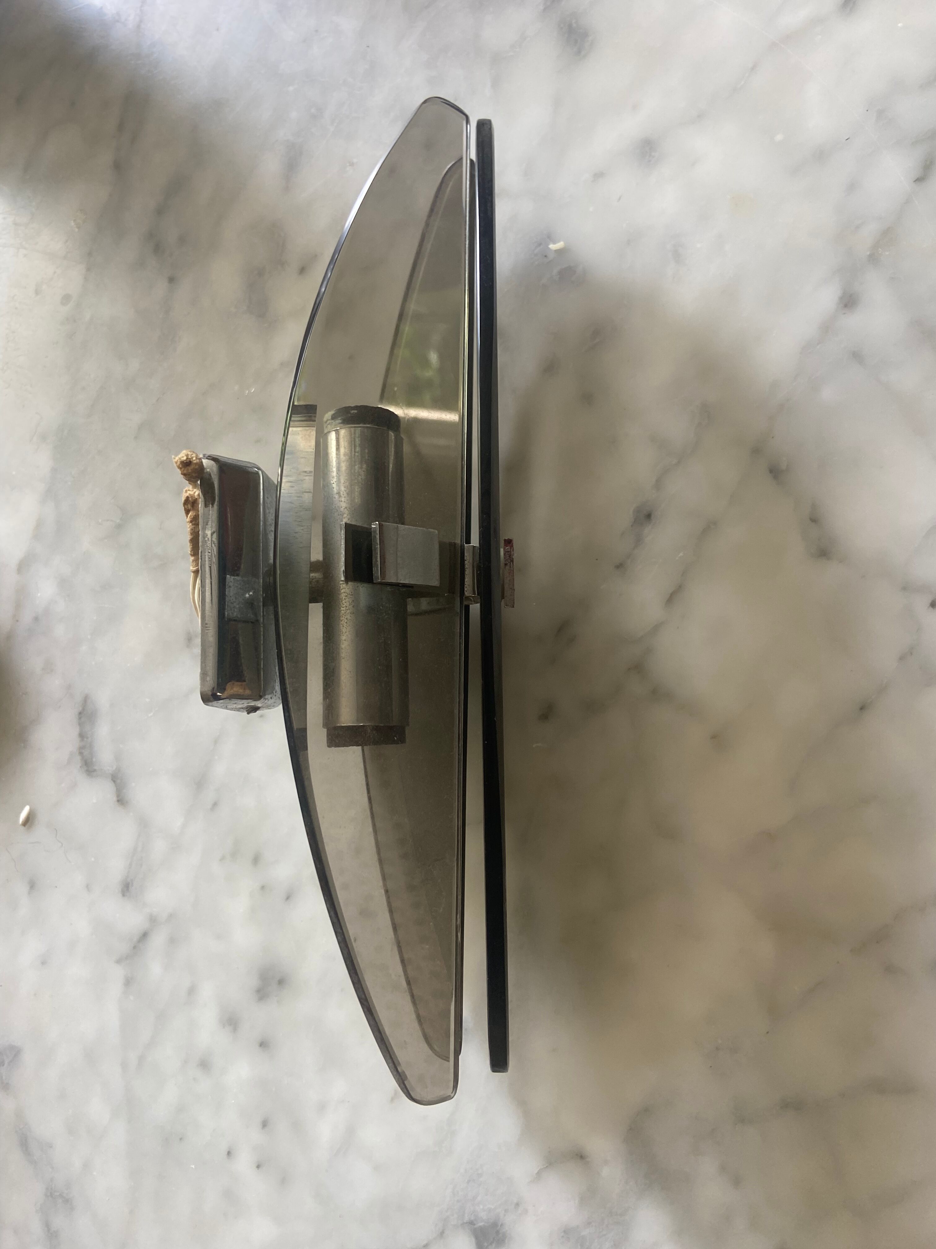 Vintage smoked glass wall lamp