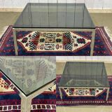 Chrome coffee table with a glass top from the 1980s.