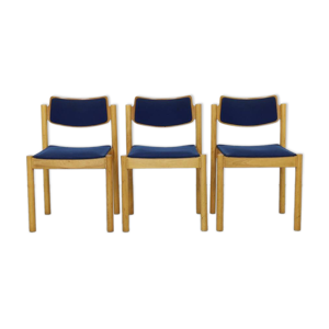 3 chaises empilables - tissu bleu