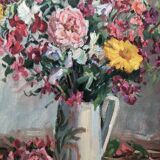 Still life bouquet of flowers oil painting