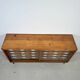 Vintage German Pine Sideboard / Sorting Cabinet with 24 Drawers & Glass Sli