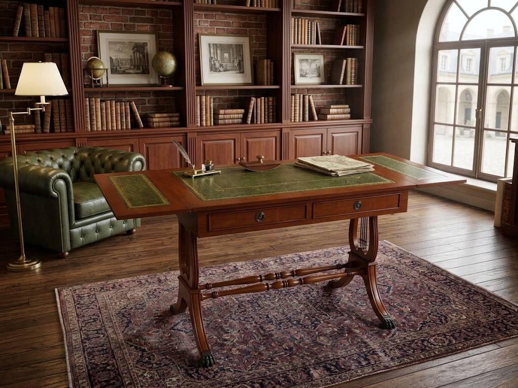 Regency-style writing desk / English style with lyre legs