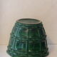 Green enamelled ceramic diramic pot cache signed b. Letalle, Saint Clement, France, numbered 4086.00, basket model, old