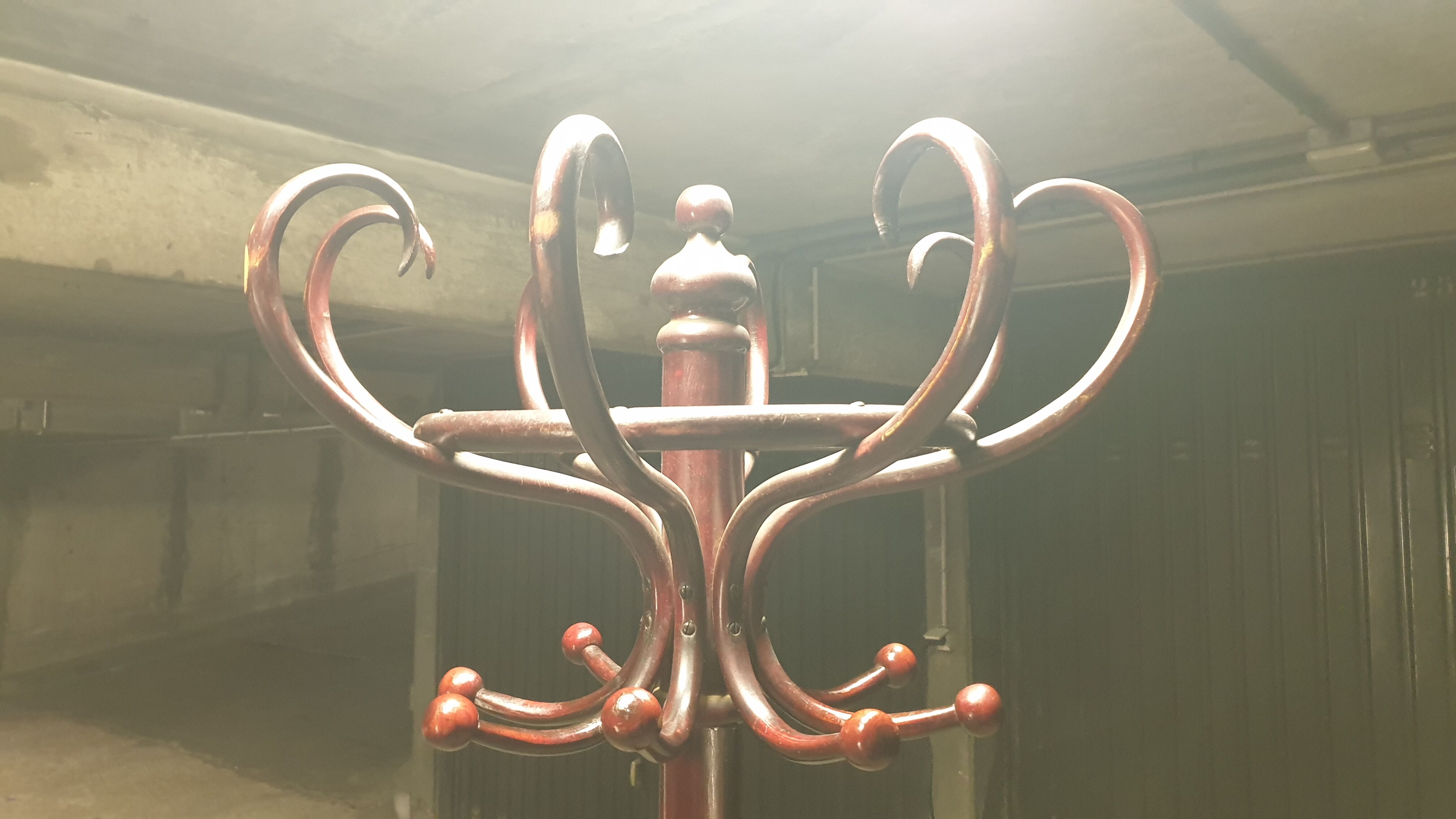 Art Nouveau curved wood coat rack