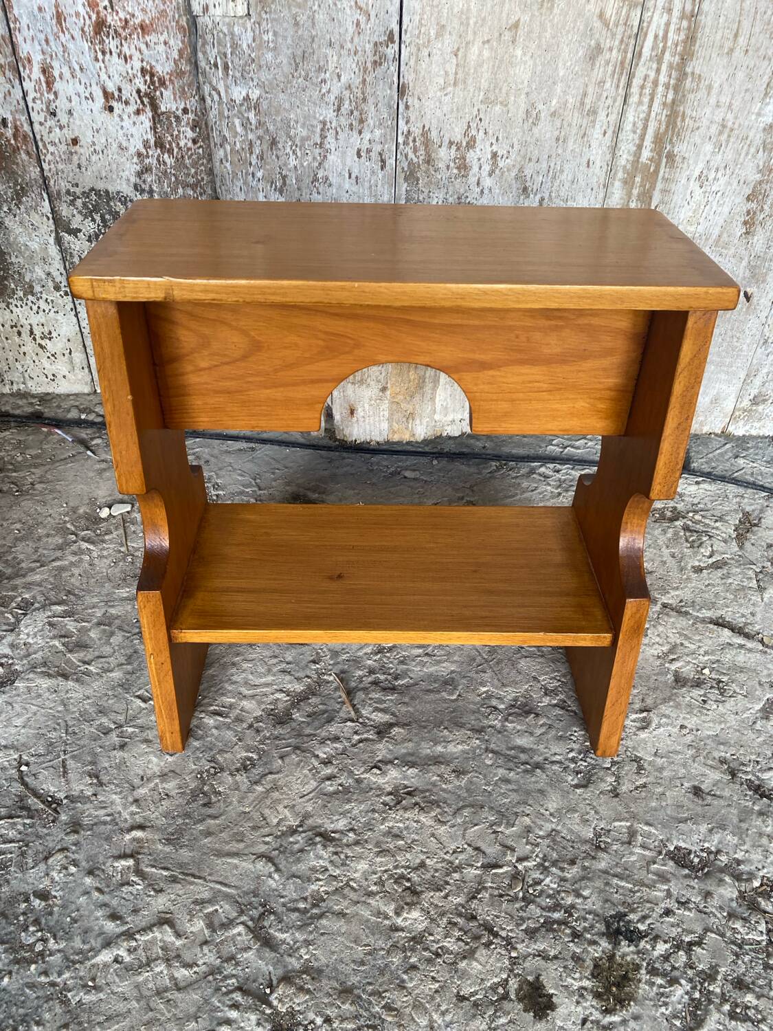 Accent Furniture Stool Wood Brutalist Vintage #D623