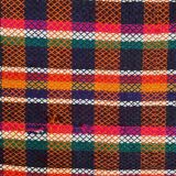 Handwoven vintage accent geometrical rug, colorful wool