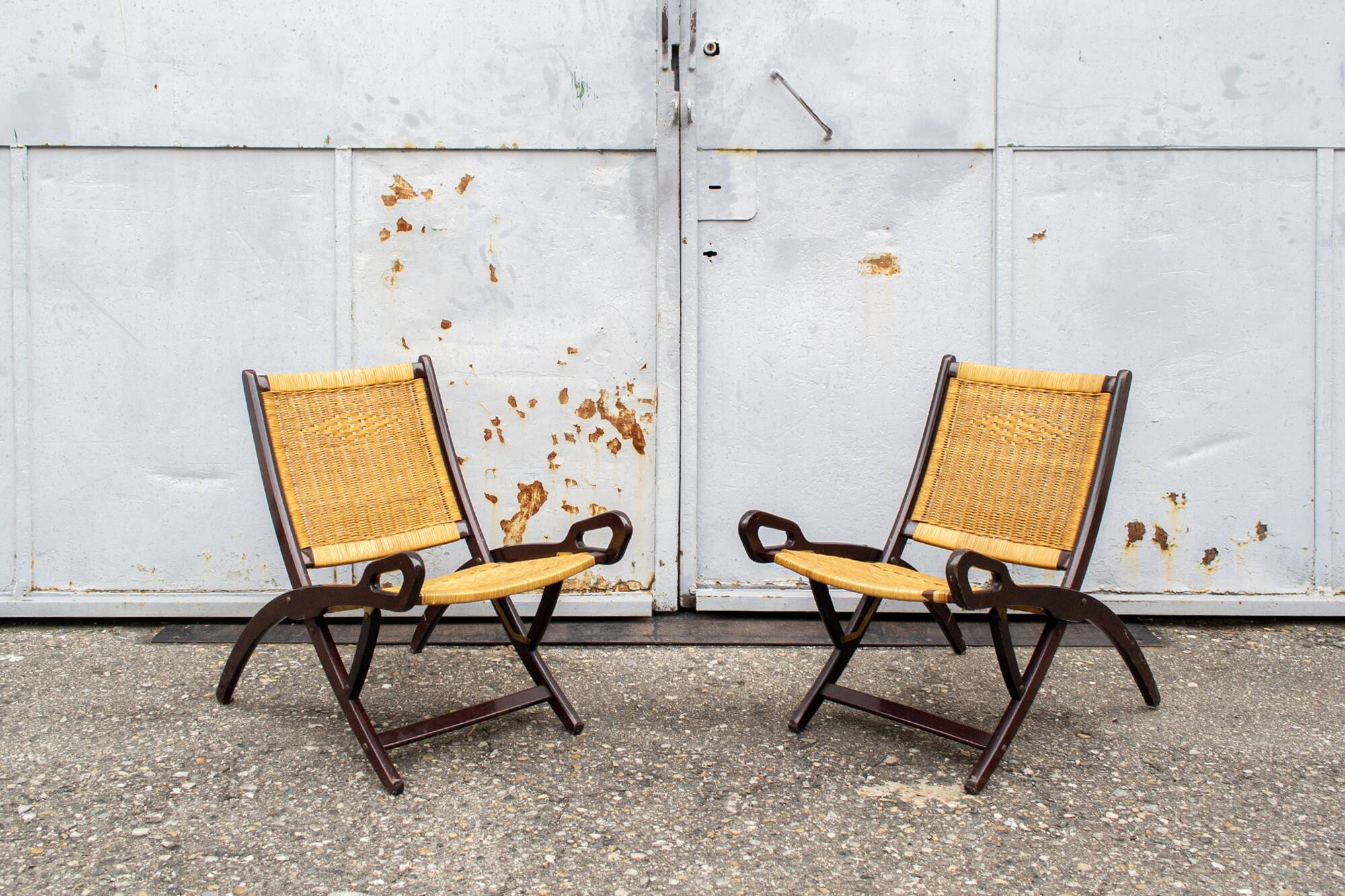 Paire de fauteuils pliants mod. Ninfea par Gio Ponti Prod. Reguitti, Italie, 1958