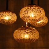 Cascade chandelier 4 globe in blown amber glass