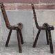 Pair of brutalist tripod stools