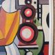 Composition moderne française, peinture à l'huile encadrée, années 1960
