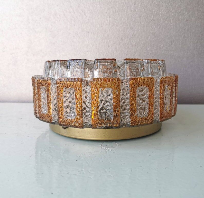 Design ceiling lamp Mid Century Glasshütte Limburg, 70s