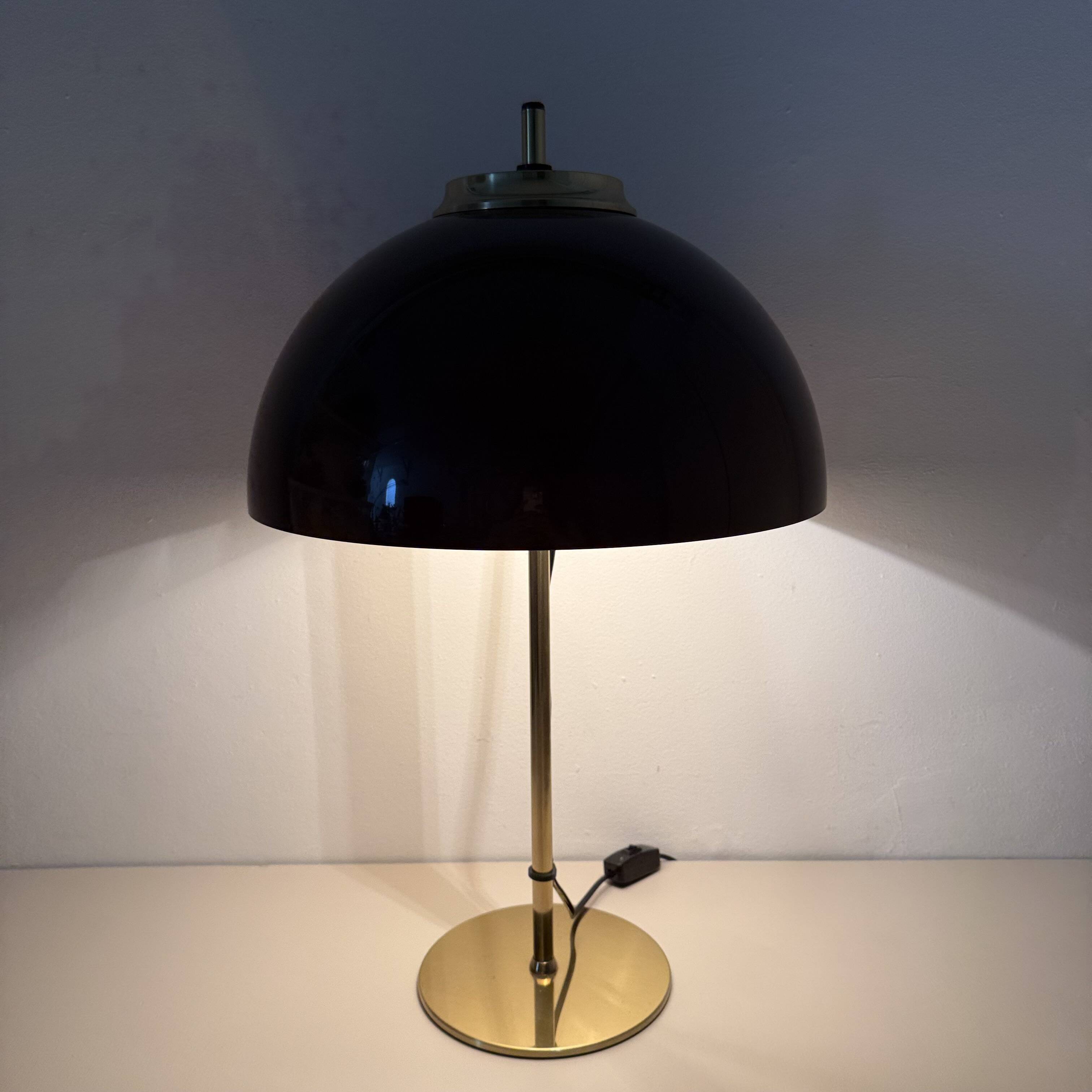 Vintage Mushroom table lamp with gold metal base , 1970s