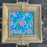 Antique bronze and faience vide-poche from Gien.