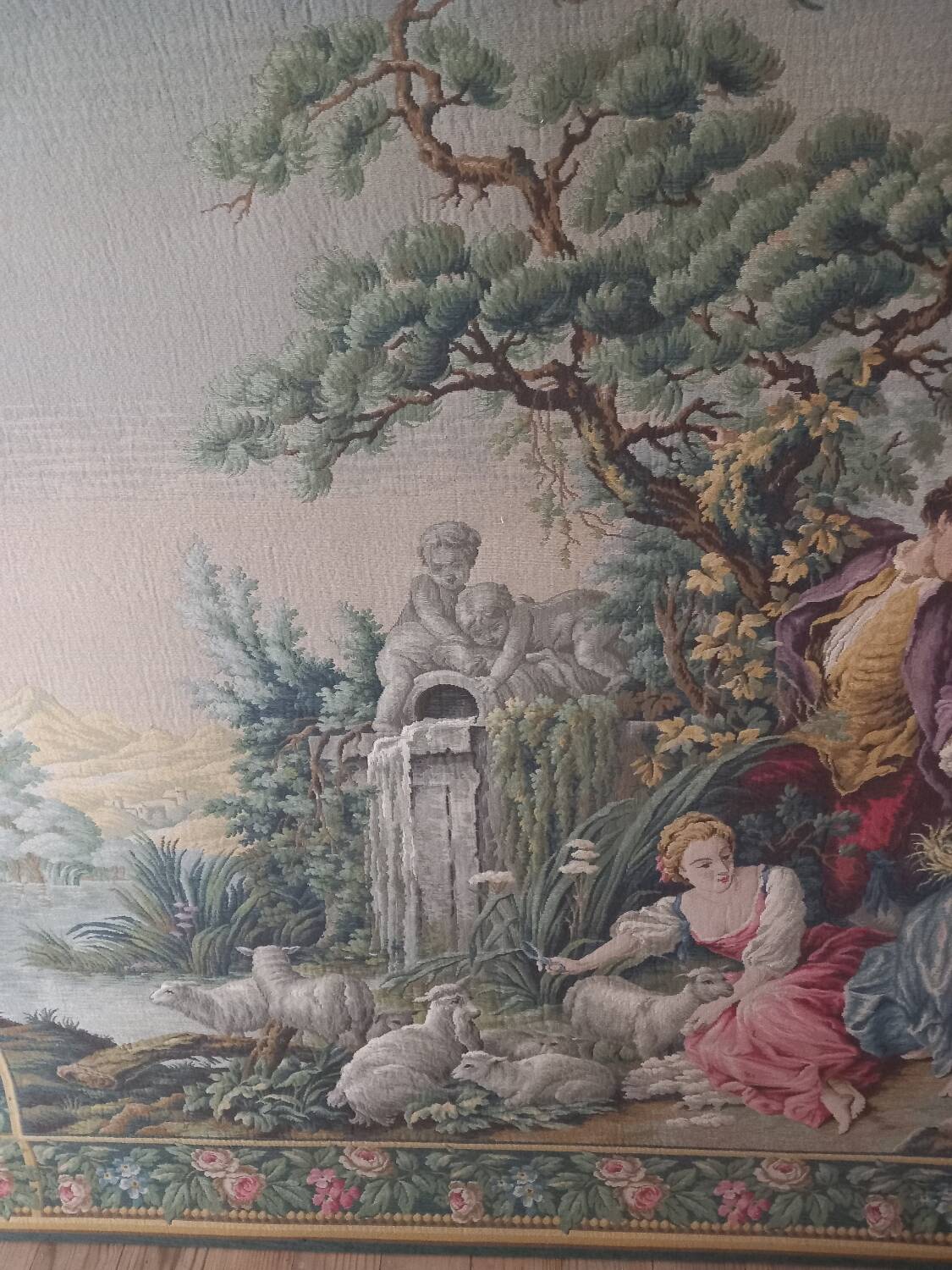 Genuine woven tapestry in the Aubusson style – pastoral French tapestry