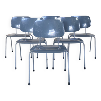 Chaise de salle à manger en plastique par Gispen, ensemble de 6, années 1980